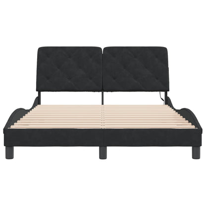 Giroletto con LED senza Materasso Nero 140x190 cm in Velluto