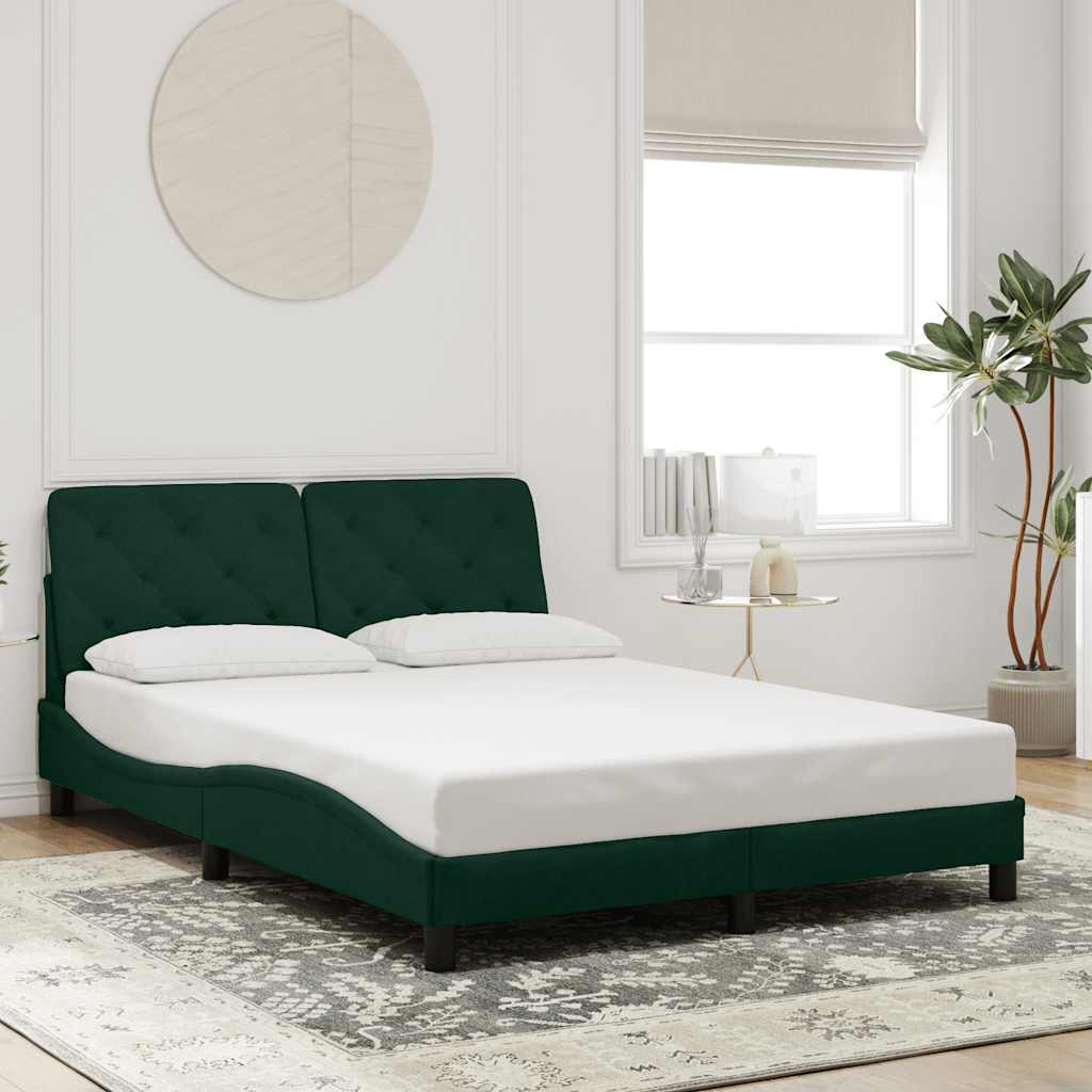Giroletto con LED senza Materasso Verde Scuro 140x190cm Velluto