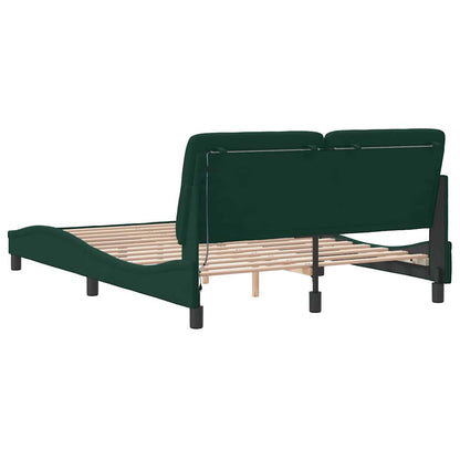 Giroletto con LED senza Materasso Verde Scuro 140x190cm Velluto