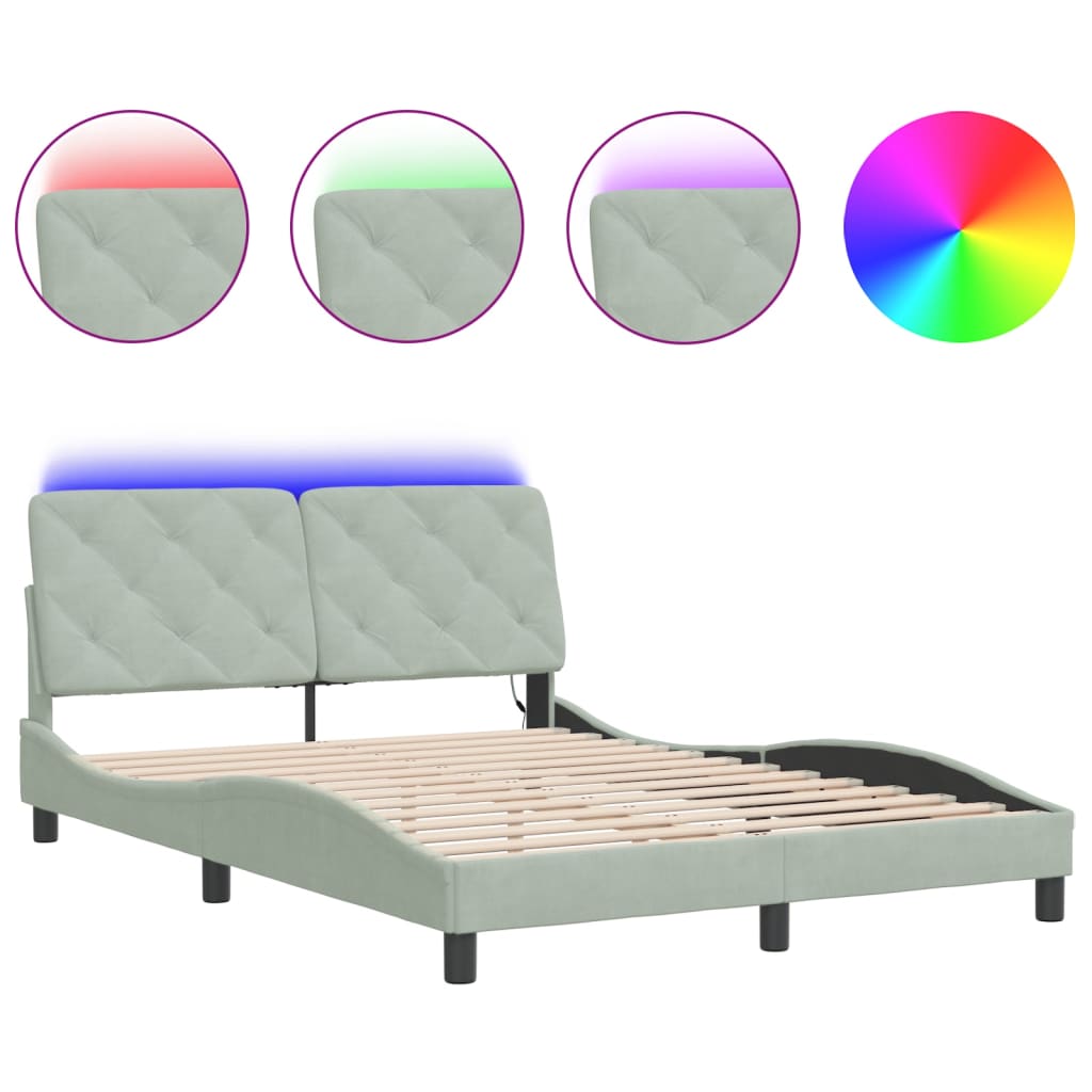 Giroletto con LED senza Materasso Grigio Chiaro 140x200 cm