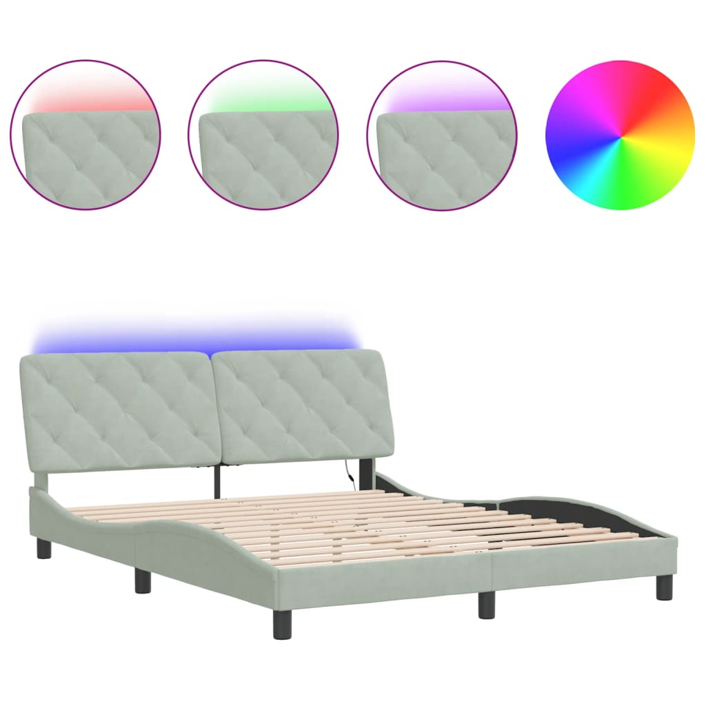 Giroletto con LED senza Materasso Grigio Chiaro 160x200 cm