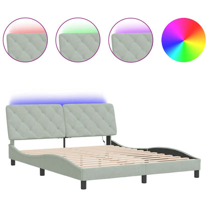 Giroletto con LED senza Materasso Grigio Chiaro 160x200 cm