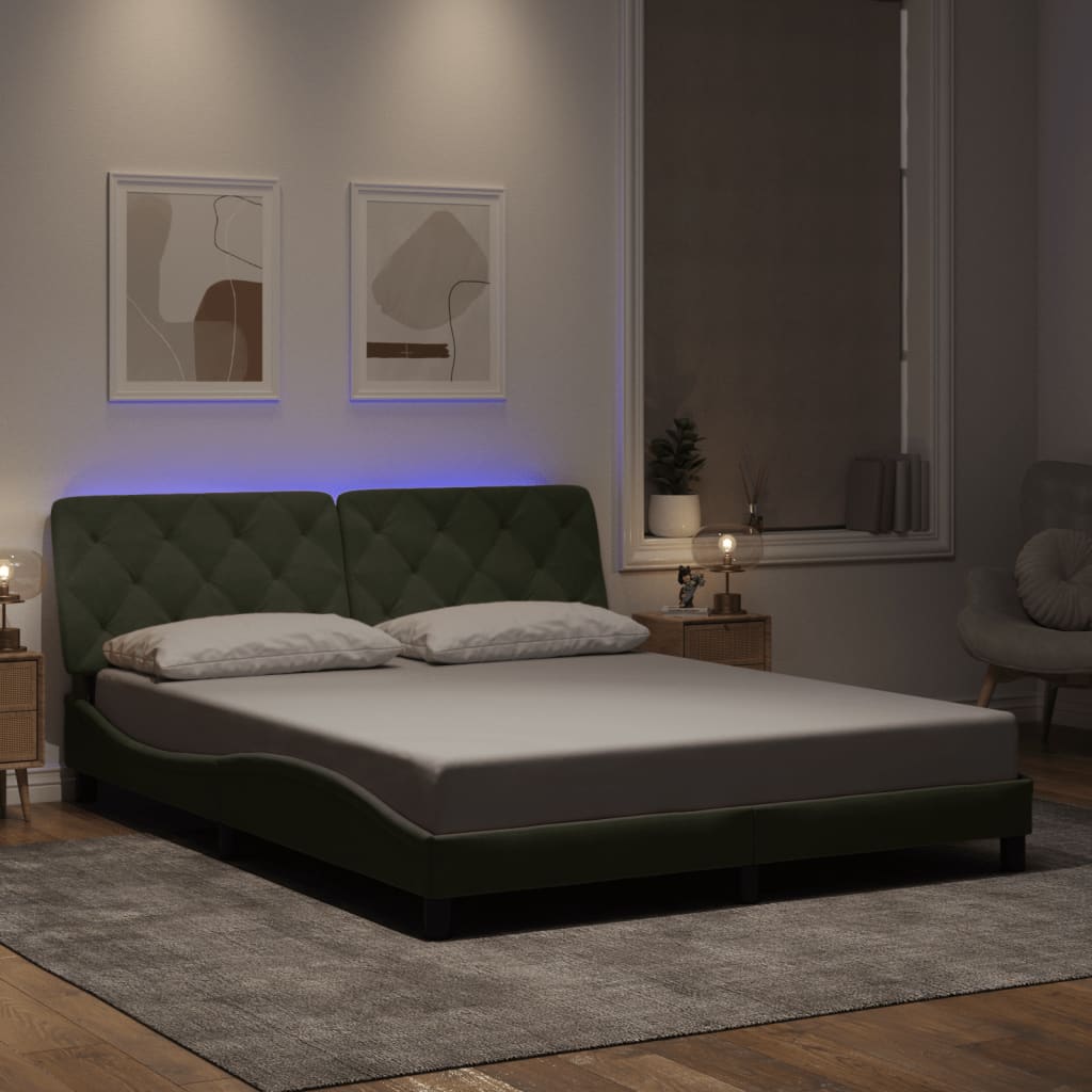 Giroletto con LED senza Materasso Grigio Chiaro 160x200 cm in Velluto - homemem39