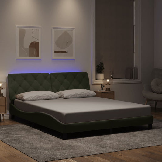 Giroletto con LED senza Materasso Grigio Chiaro 160x200 cm in Velluto - homemem39