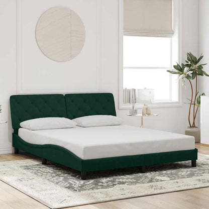 Giroletto con LED senza Materasso Verde Scuro 160x200cm Velluto