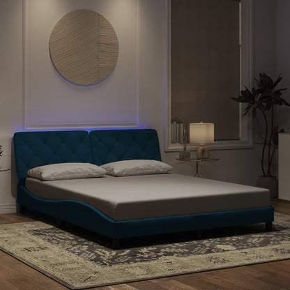Giroletto con LED senza Materasso Blu 160x200 cm in Velluto - homemem39