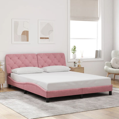 Giroletto con LED senza Materasso Rosa 160x200 cm in Velluto