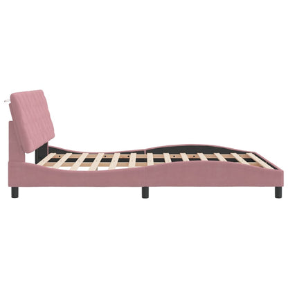 Giroletto con LED senza Materasso Rosa 160x200 cm in Velluto