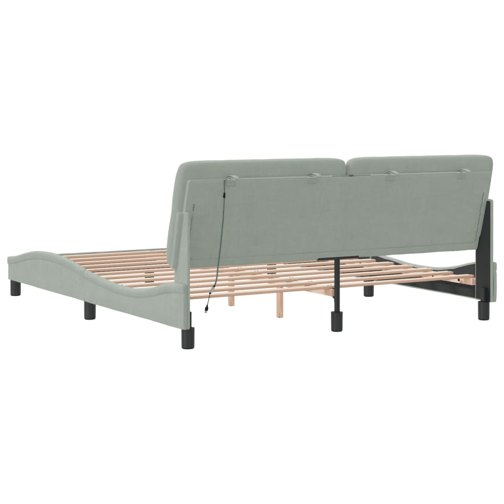 Giroletto con LED senza Materasso Grigio Chiaro 180x200 cm in Velluto - homemem39