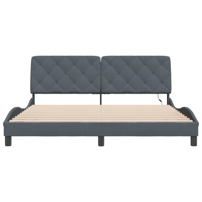 Giroletto con LED senza Materasso Grigio Scuro 180x200 cm in Velluto - homemem39