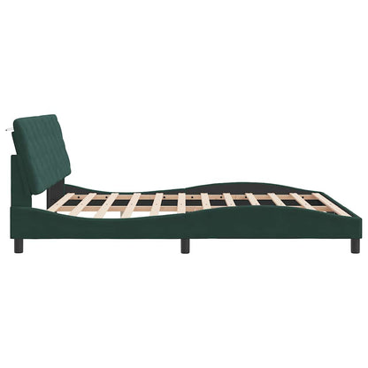Giroletto con LED senza Materasso Verde Scuro 180x200cm Velluto