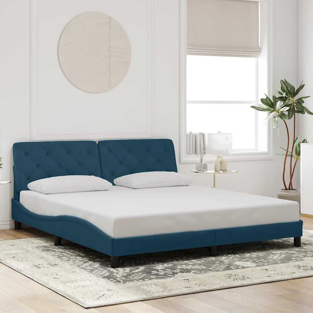 Giroletto con LED senza Materasso Blu 180x200 cm in Velluto
