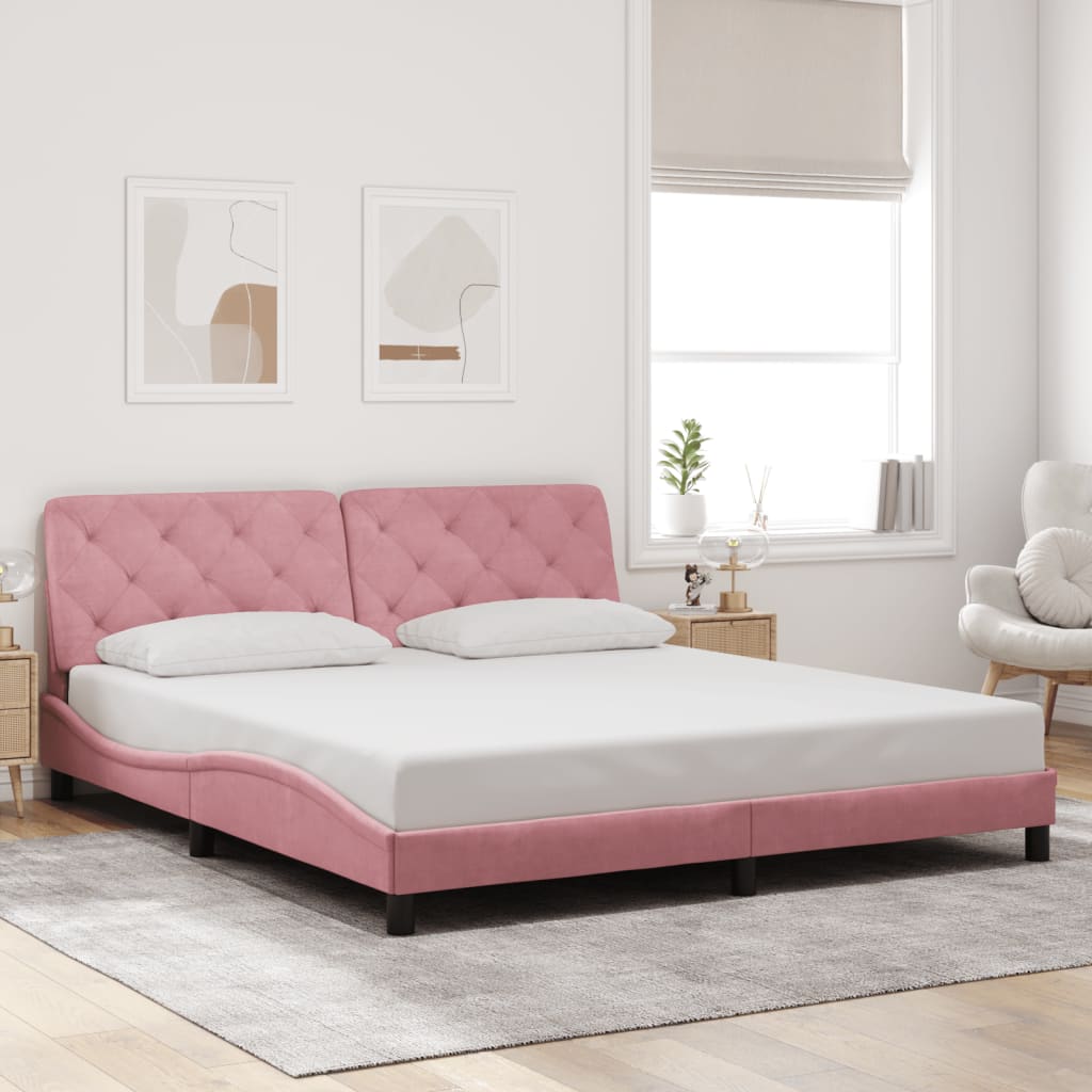 Giroletto con LED senza Materasso Rosa 180x200 cm in Velluto