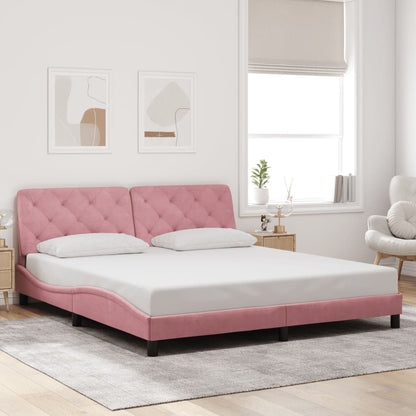 Giroletto con LED senza Materasso Rosa 180x200 cm in Velluto