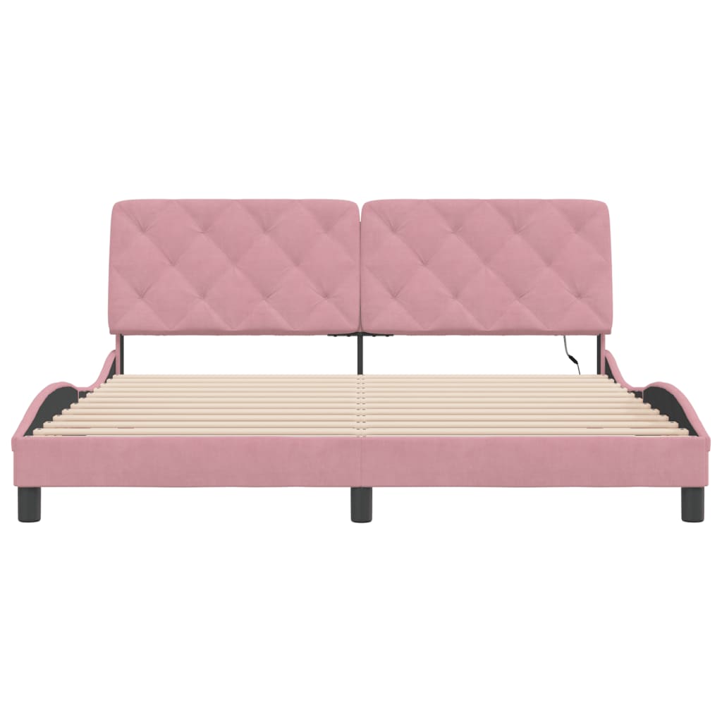 Giroletto con LED senza Materasso Rosa 180x200 cm in Velluto