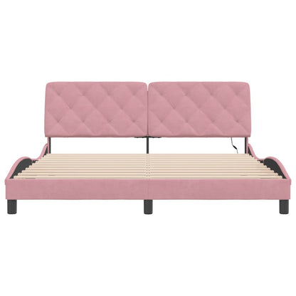 Giroletto con LED senza Materasso Rosa 180x200 cm in Velluto