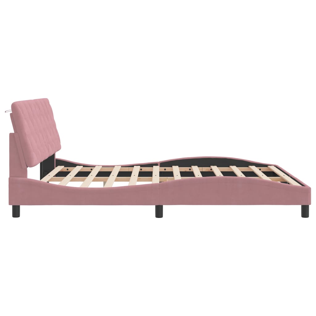 Giroletto con LED senza Materasso Rosa 180x200 cm in Velluto