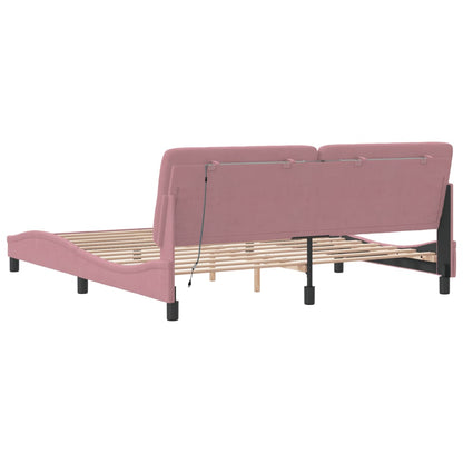 Giroletto con LED senza Materasso Rosa 180x200 cm in Velluto