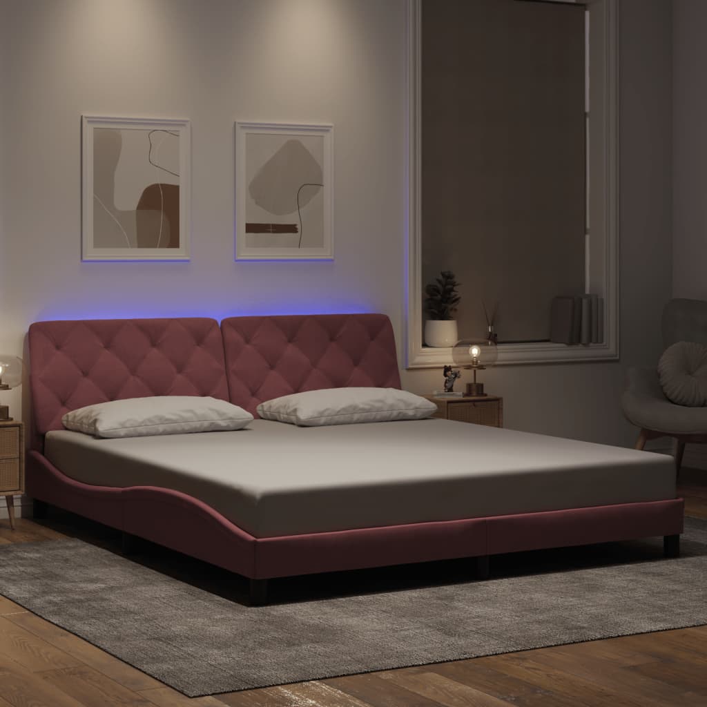Giroletto con LED senza Materasso Rosa 180x200 cm in Velluto - homemem39