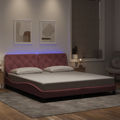 Giroletto con LED senza Materasso Rosa 180x200 cm in Velluto - homemem39