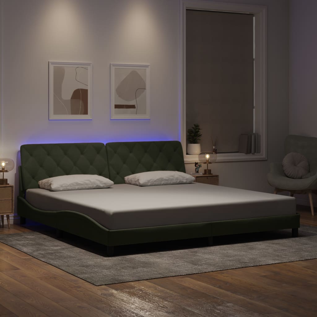 Giroletto con LED senza Materasso Grigio Chiaro 200x200 cm in Velluto - homemem39