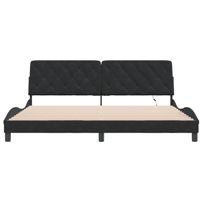 Giroletto con LED senza Materasso Nero 200x200 cm in Velluto