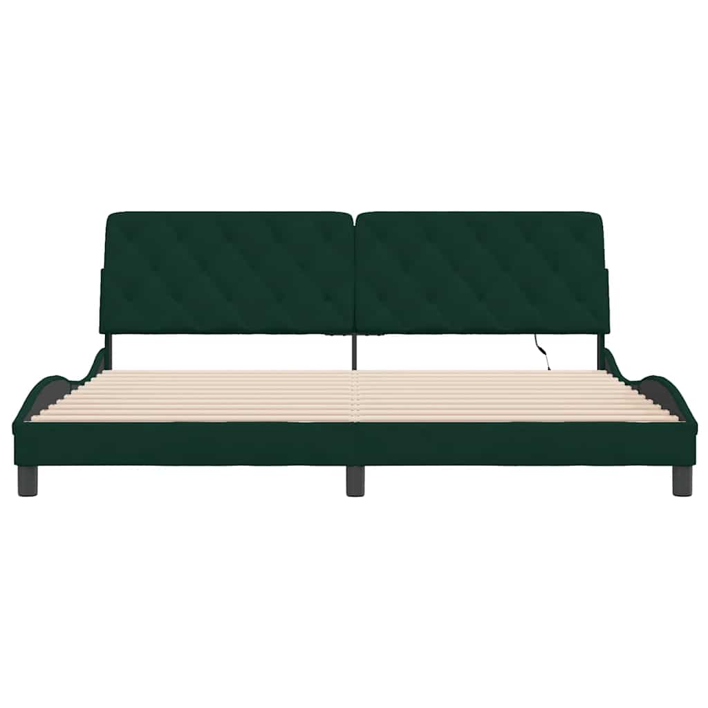Giroletto con LED senza Materasso Verde Scuro 200x200cm Velluto