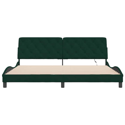 Giroletto con LED senza Materasso Verde Scuro 200x200cm Velluto