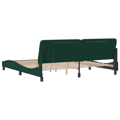 Giroletto con LED senza Materasso Verde Scuro 200x200cm Velluto
