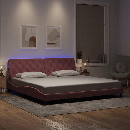Giroletto con LED senza Materasso Rosa 200x200 cm in Velluto - homemem39