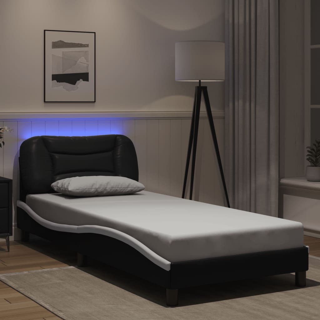 Giroletto con LED senza Materasso Hvar Nero e Bianco 90x190 cm - homemem39