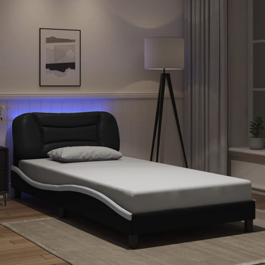 Giroletto con LED senza Materasso Hvar Nero e Bianco 100x200 cm