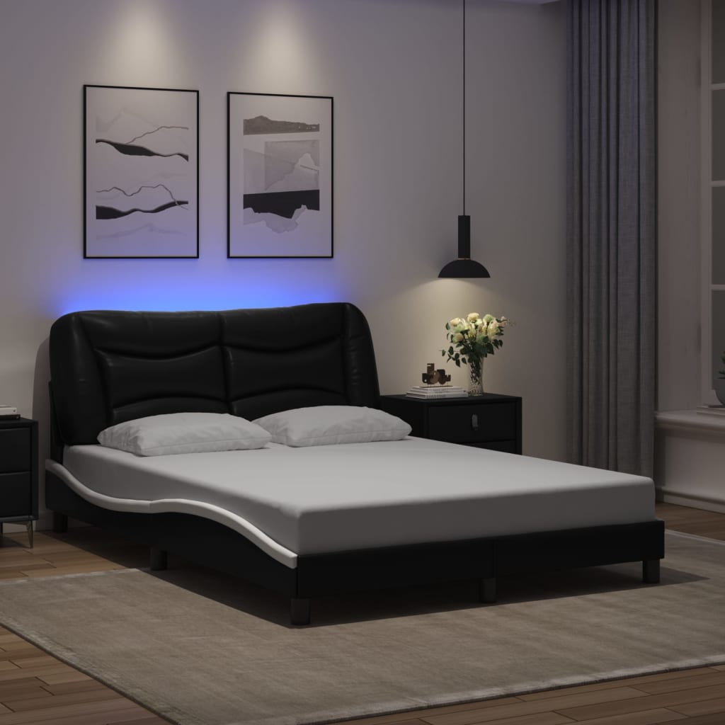 Giroletto con LED senza Materasso Hvar Nero e Bianco 140x190 cm - homemem39