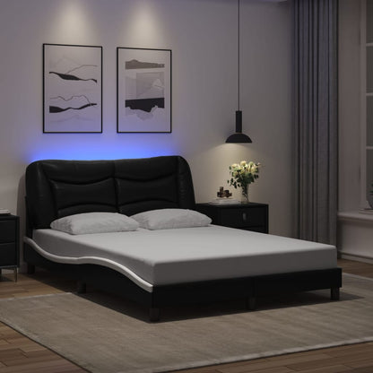 Giroletto con LED senza Materasso Hvar Nero e Bianco 140x190 cm