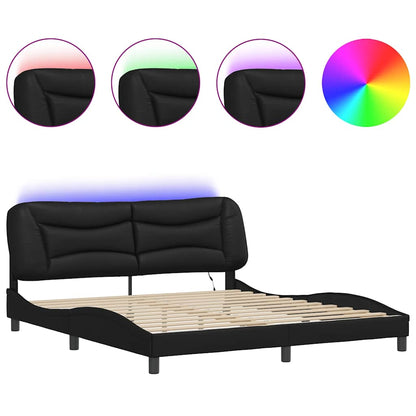 Giroletto con LED senza Materasso Hvar Nero 180x200 cm