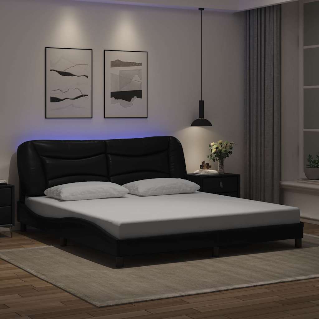 Giroletto con LED senza Materasso Hvar Nero 180x200 cm - homemem39