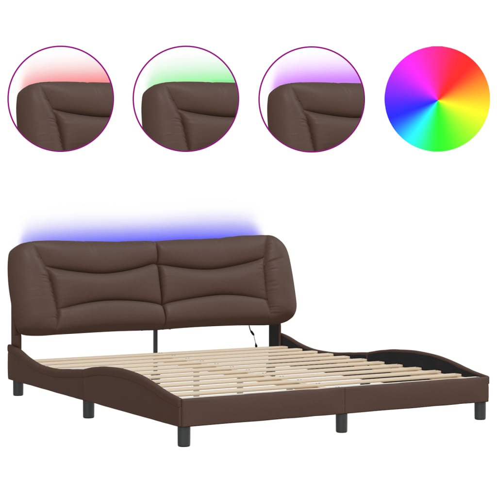 Giroletto con LED senza Materasso Hvar Marrone 180x200 cm | homemem39