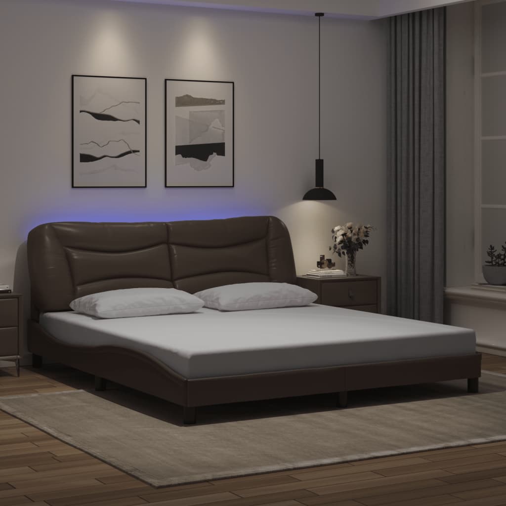 Giroletto con LED senza Materasso Hvar Marrone 180x200 cm | homemem39