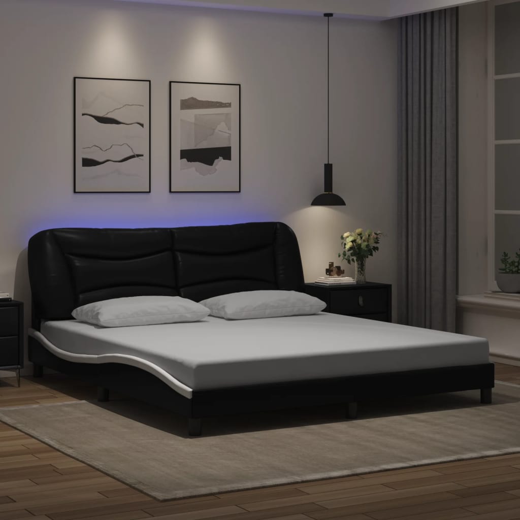 Giroletto con LED senza Materasso Hvar Nero e Bianco 180x200 cm - homemem39