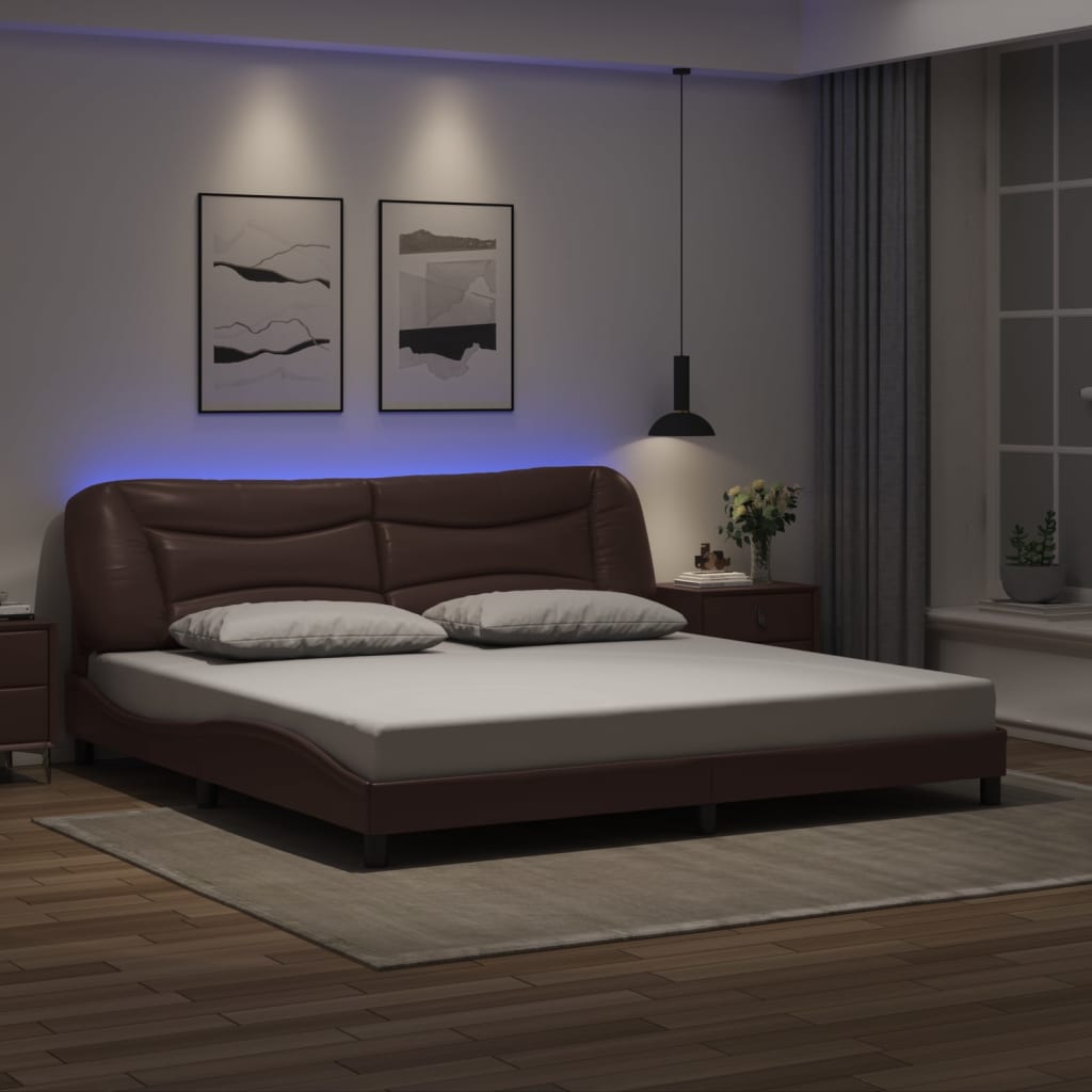 Giroletto con LED senza Materasso Hvar Marrone 200x200 cm - homemem39