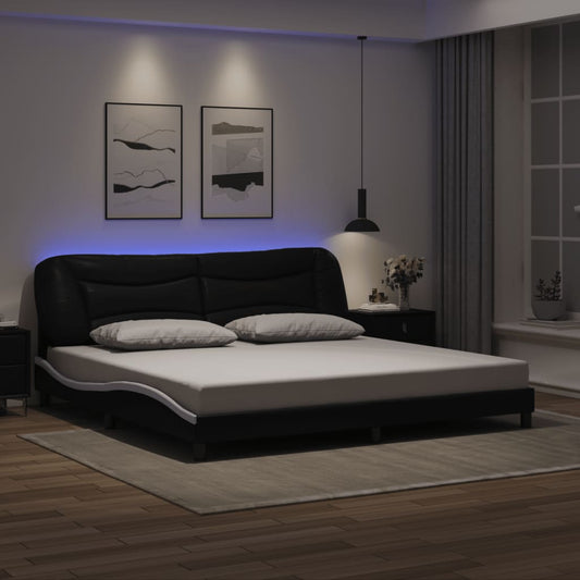 Giroletto con LED senza Materasso Hvar Nero e Bianco 200x200 cm - homemem39