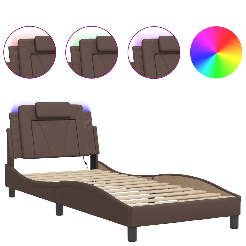 Giroletto Viana con LED senza Materasso Marrone 80x200 cm | homemem39