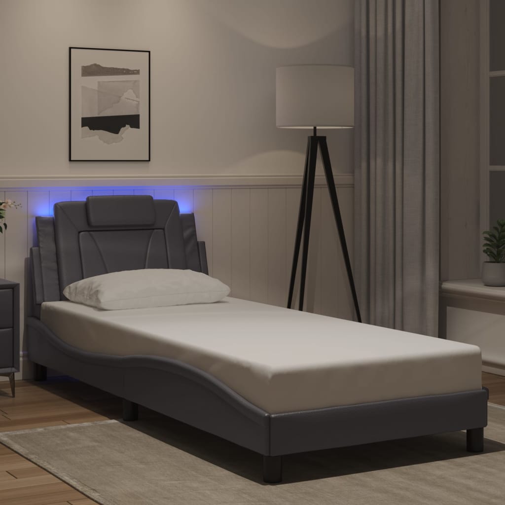 Giroletto Viana con LED senza Materasso Grigio 80x200 cm | homemem39
