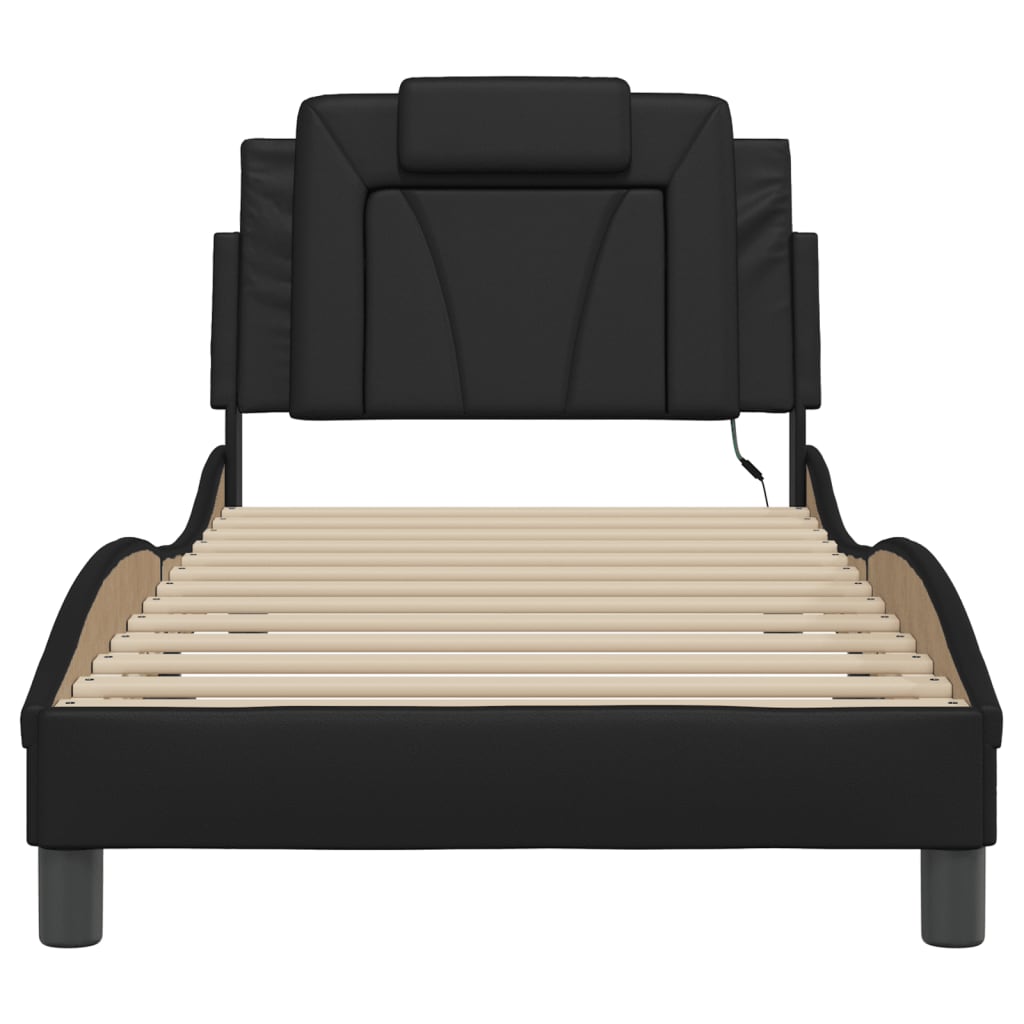 Giroletto Viana con LED senza Materasso Nero 90x190 cm