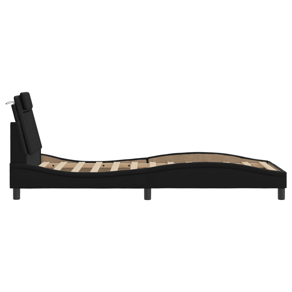 Giroletto Viana con LED senza Materasso Nero 90x190 cm