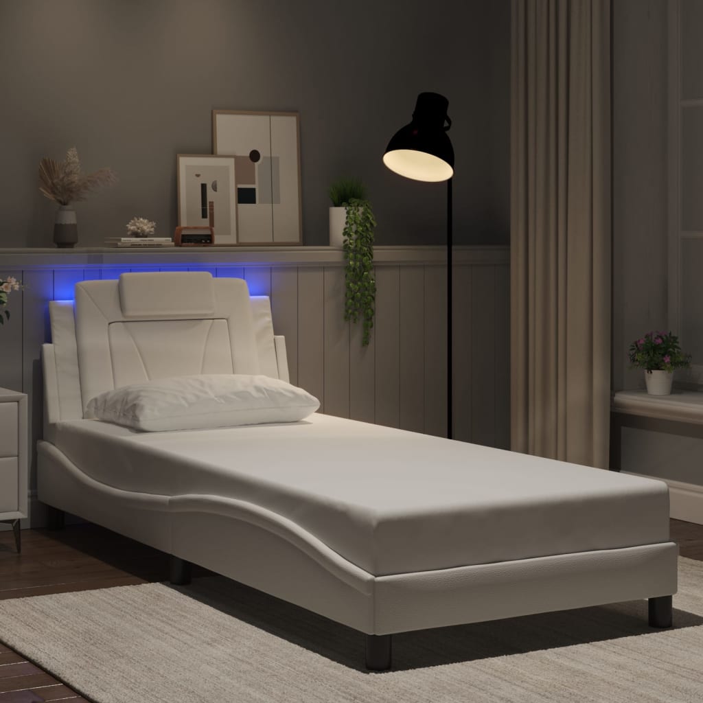 Giroletto Viana con LED senza Materasso Bianco 90x190 cm