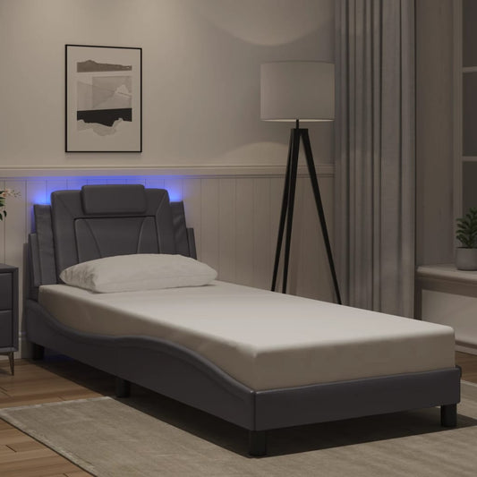 Giroletto Viana con LED senza Materasso Grigio 90x190 cm