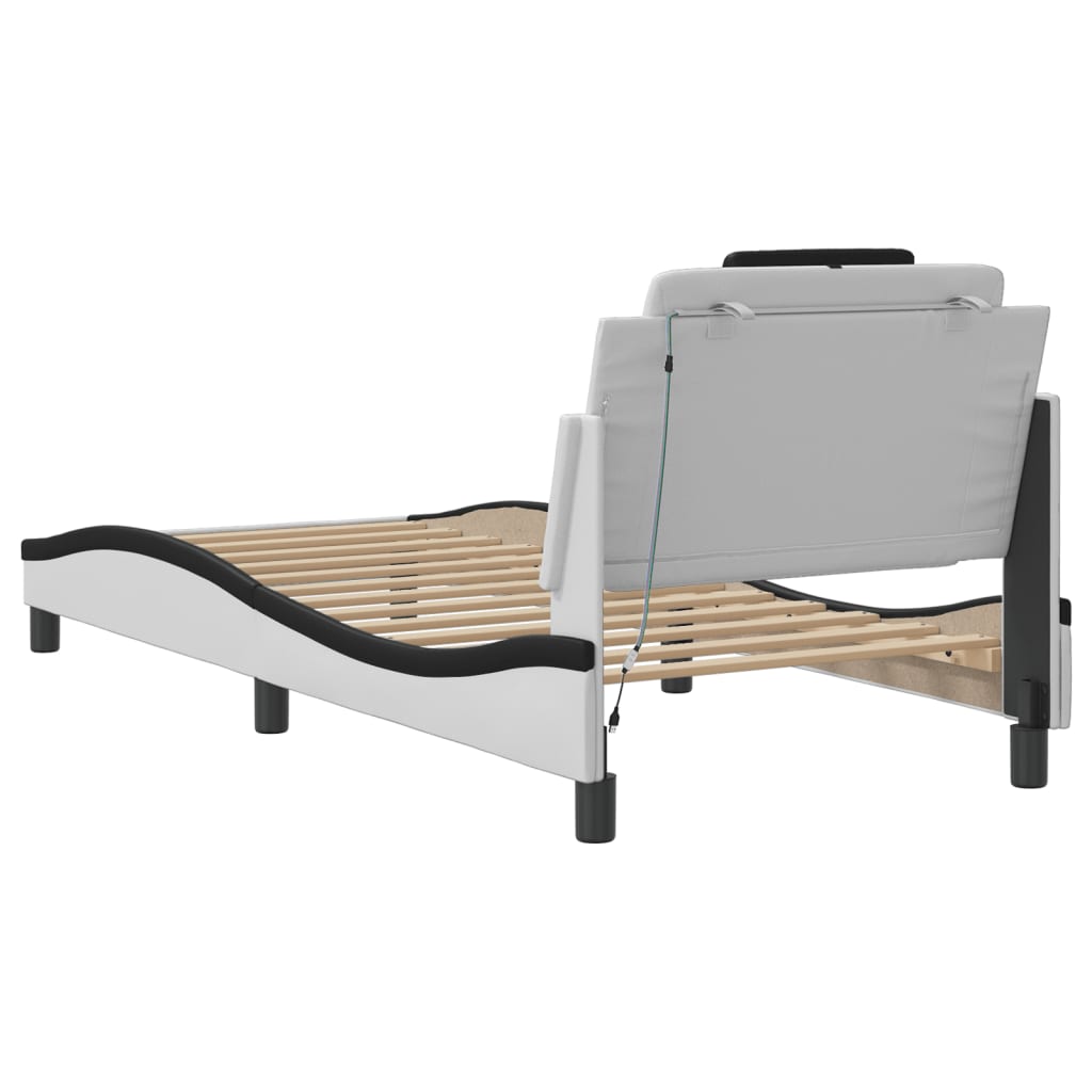 Giroletto Viana con LED senza Materasso Bianco e Nero 90x190 cm | homemem39