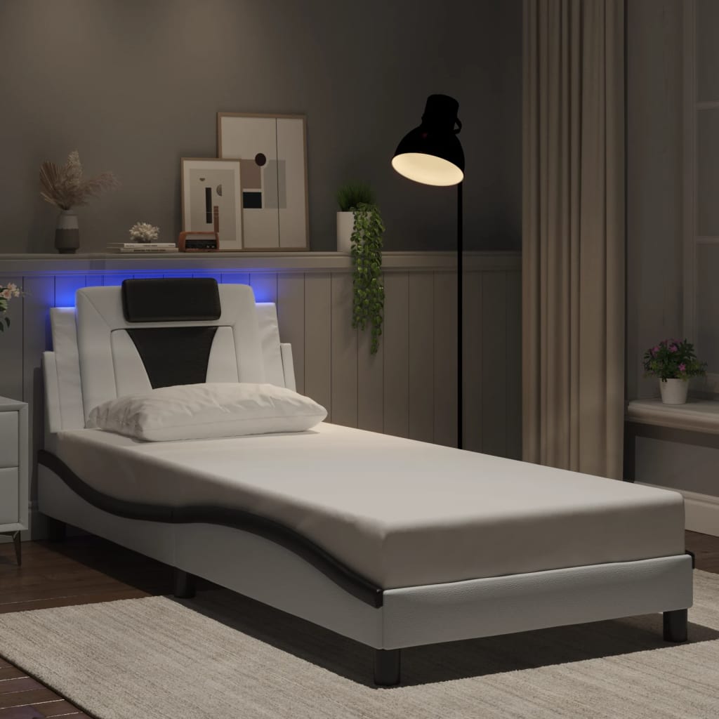 Giroletto Viana con LED senza Materasso Bianco e Nero 90x190 cm | homemem39