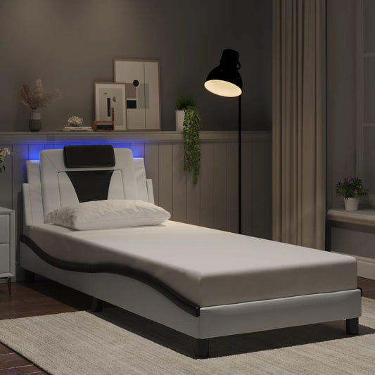 Giroletto Viana con LED senza Materasso Bianco e Nero 90x190 cm
